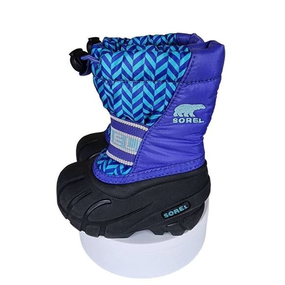 Sorel- Kids Unisex Purple and Blue Fleece Lined Snow Boots, Size 5 - Picture 1 of 10